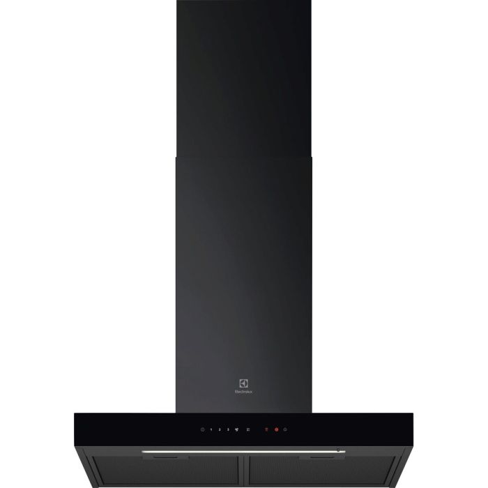 Черен декоративен абсорбатор Electrolux LFT816K с комин, сензорно управление и два филтъра, изглед отпред